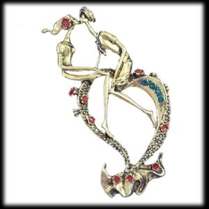 Lovers Fall in Love Crystal Enamel Pendant/Brooch - Betsey Johnson